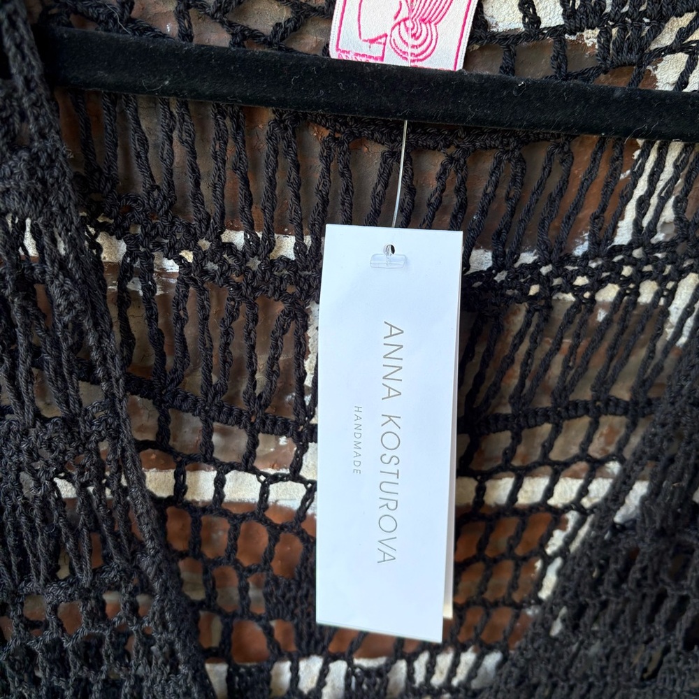 Anna Kosturova The Collection Handmade Crochet Black Coverup Size Small NWT - Picture 9 of 13